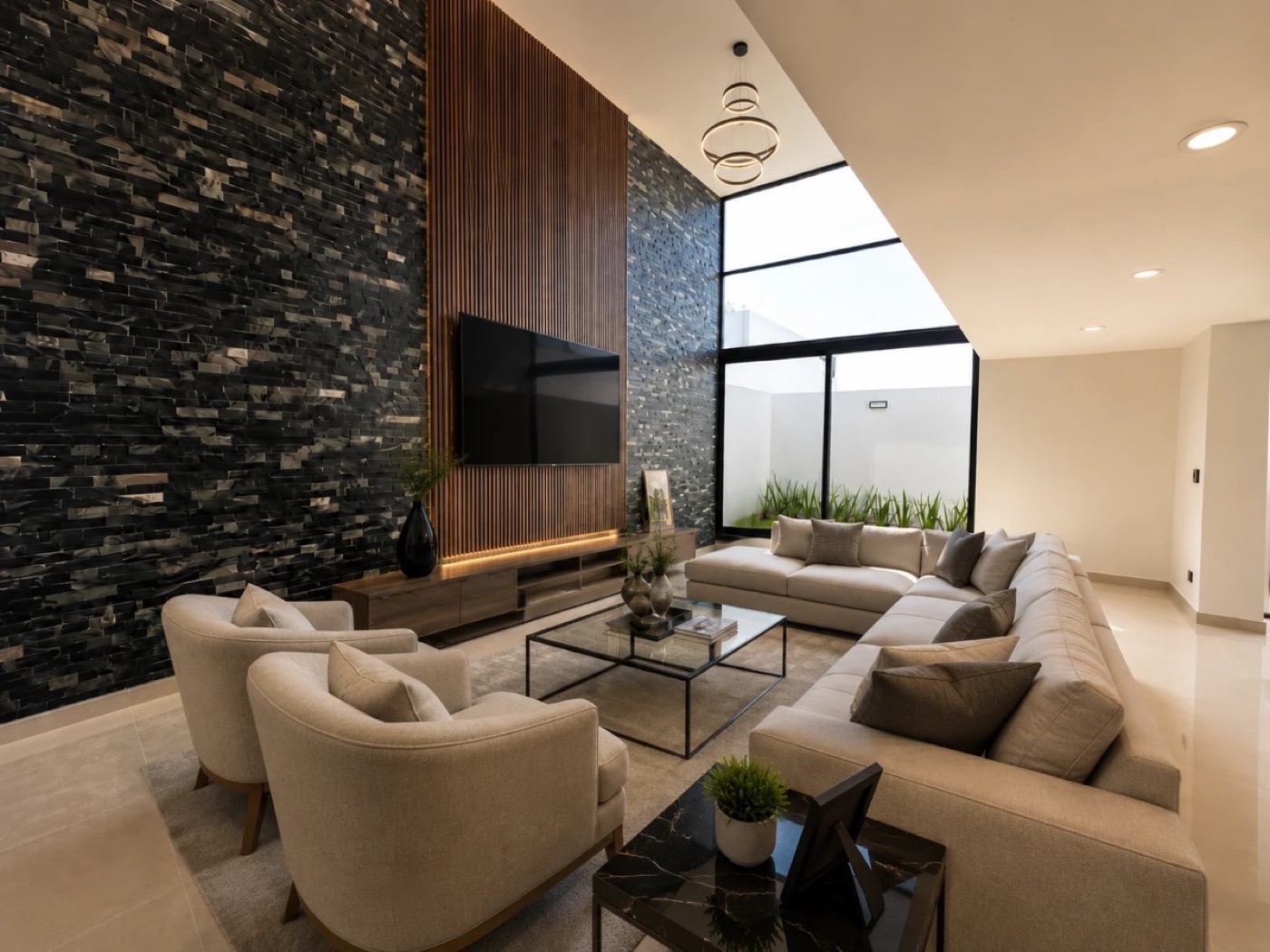 Después de la IA — sala amueblada con render profesional